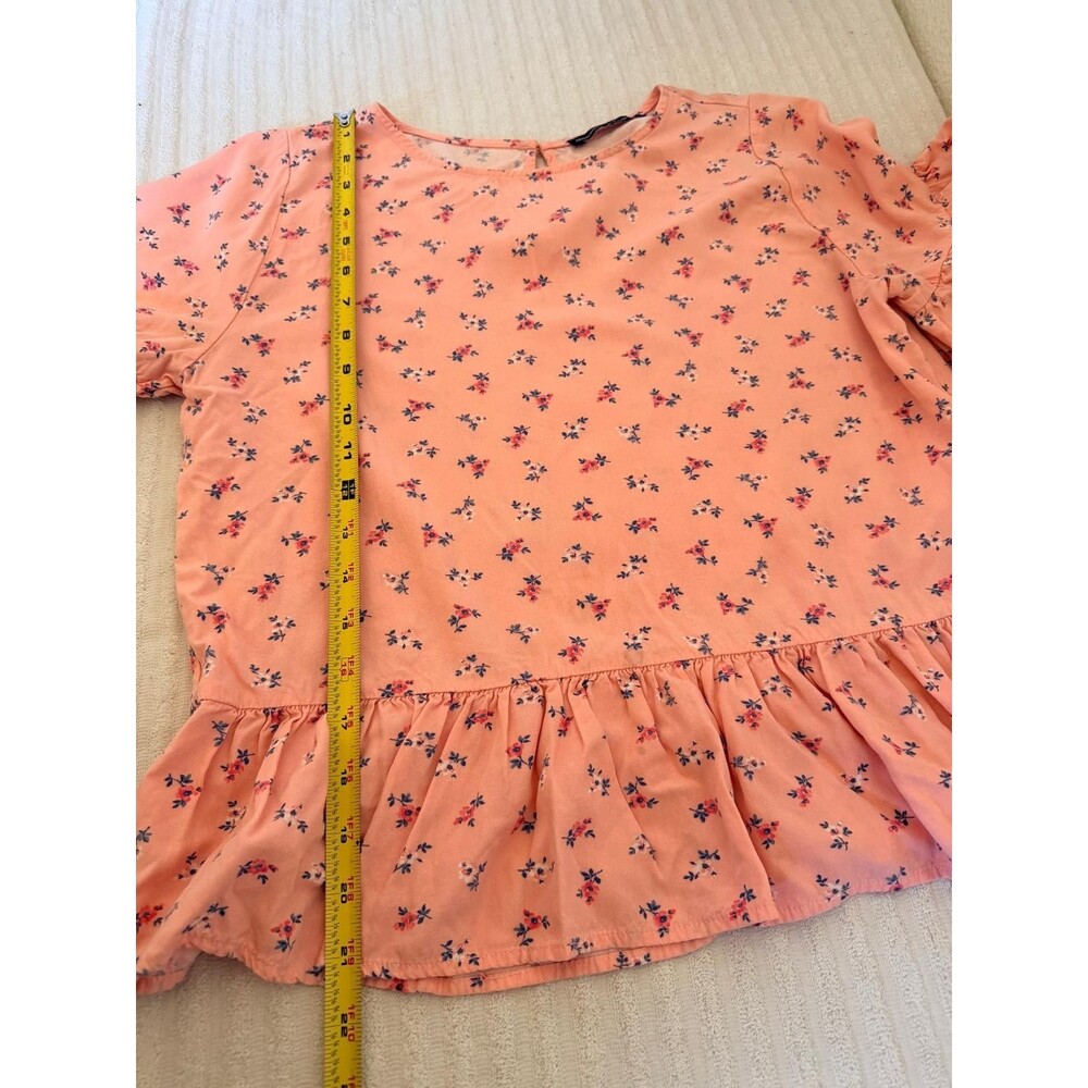 Abercrombie Women's Floral M Pink Puplum Bell Sleeve Blouse - Picture 8 of 14